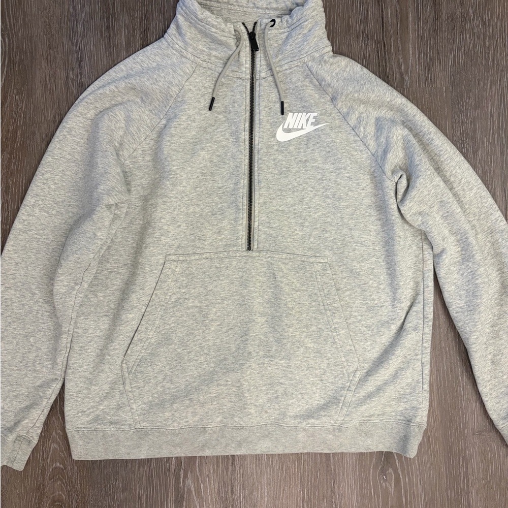 Nike Light Gray Half-Zip Hoodie with Swoosh